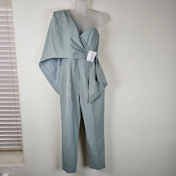 Lavish Alice One-Shoulder Cape Jumpsuit w/ Belt Modern Formal Evening Wear W6 - Picture 2 of 15